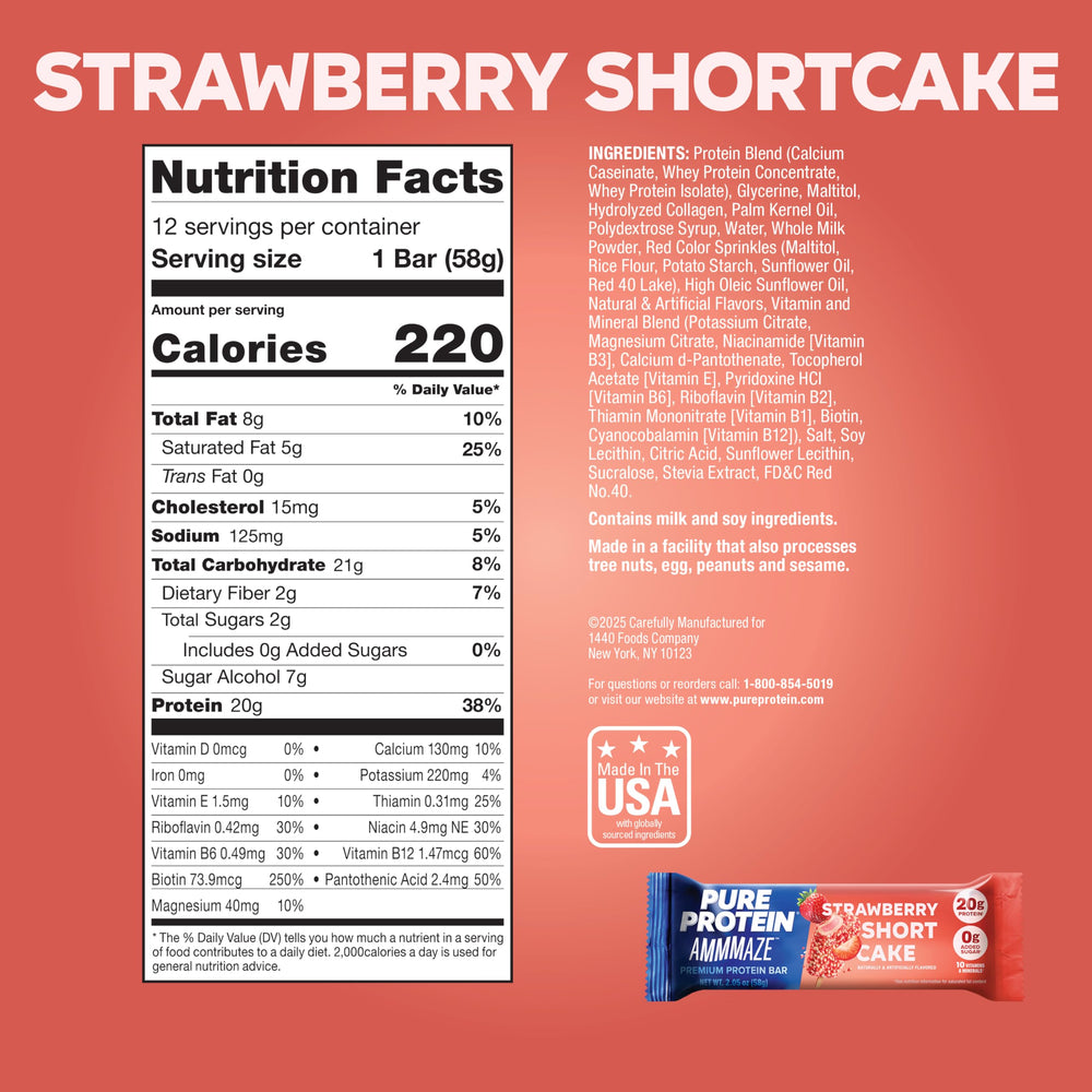 Pure Protein AMMMAZE creamy coating enhances the dessert-like bar experience and texture.