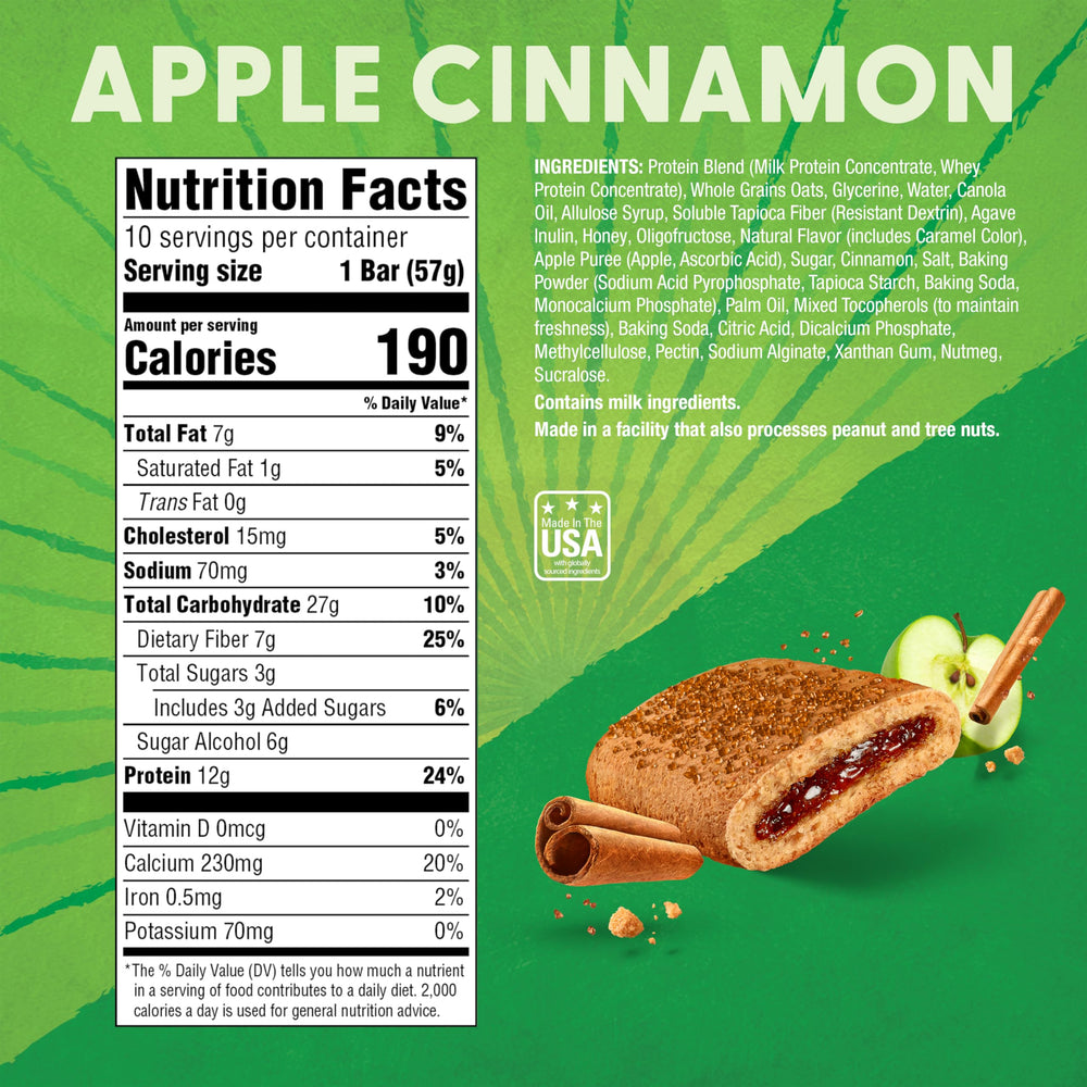 Pure Protein Apple Cinnamon soft baked bar in hand for on the go fueling