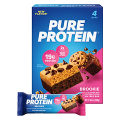 Pure Protein Brookie Bar box display highlighting a high-protein on-the-go snack.