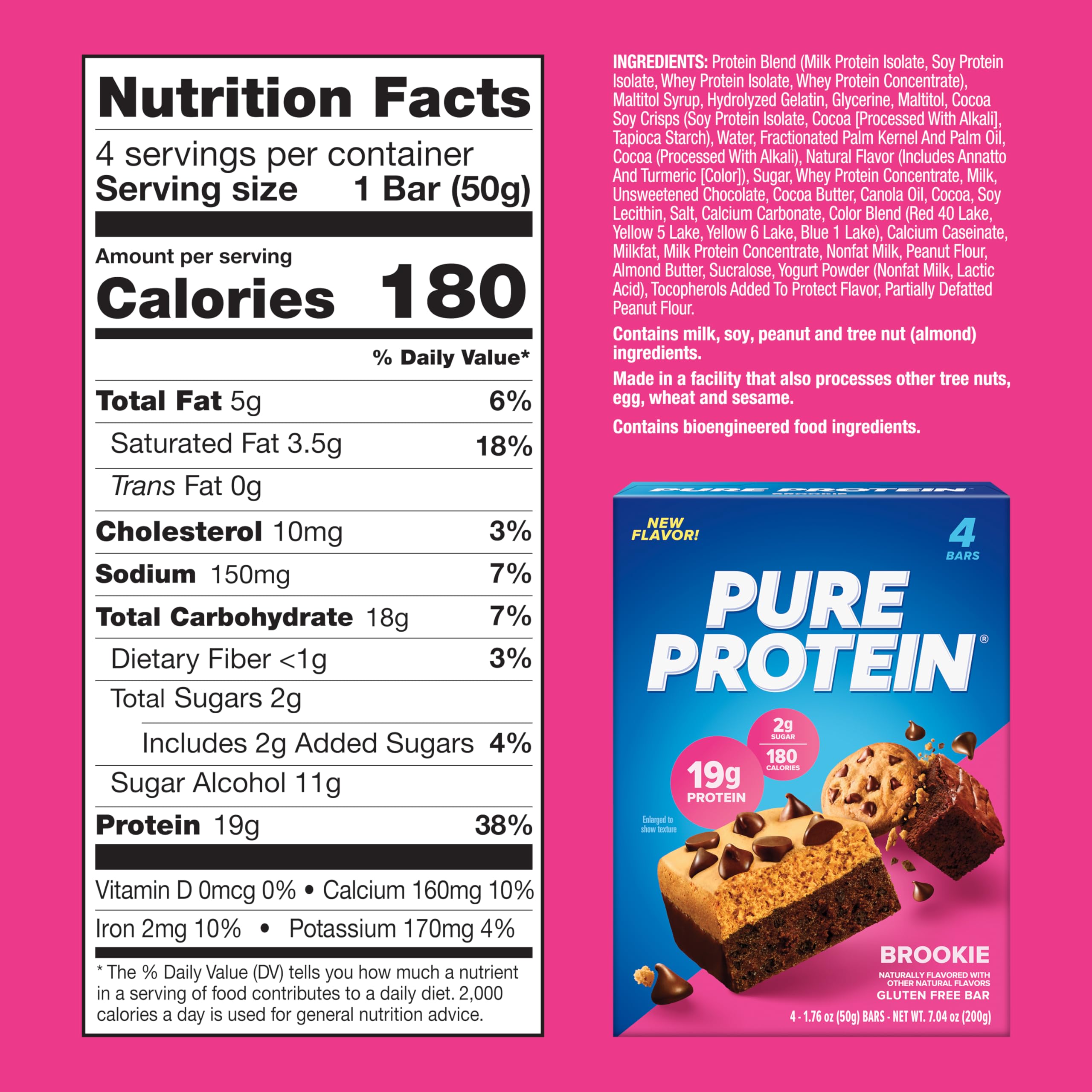 Pure Protein Brookie Bar pre-workout energy boost close-up.