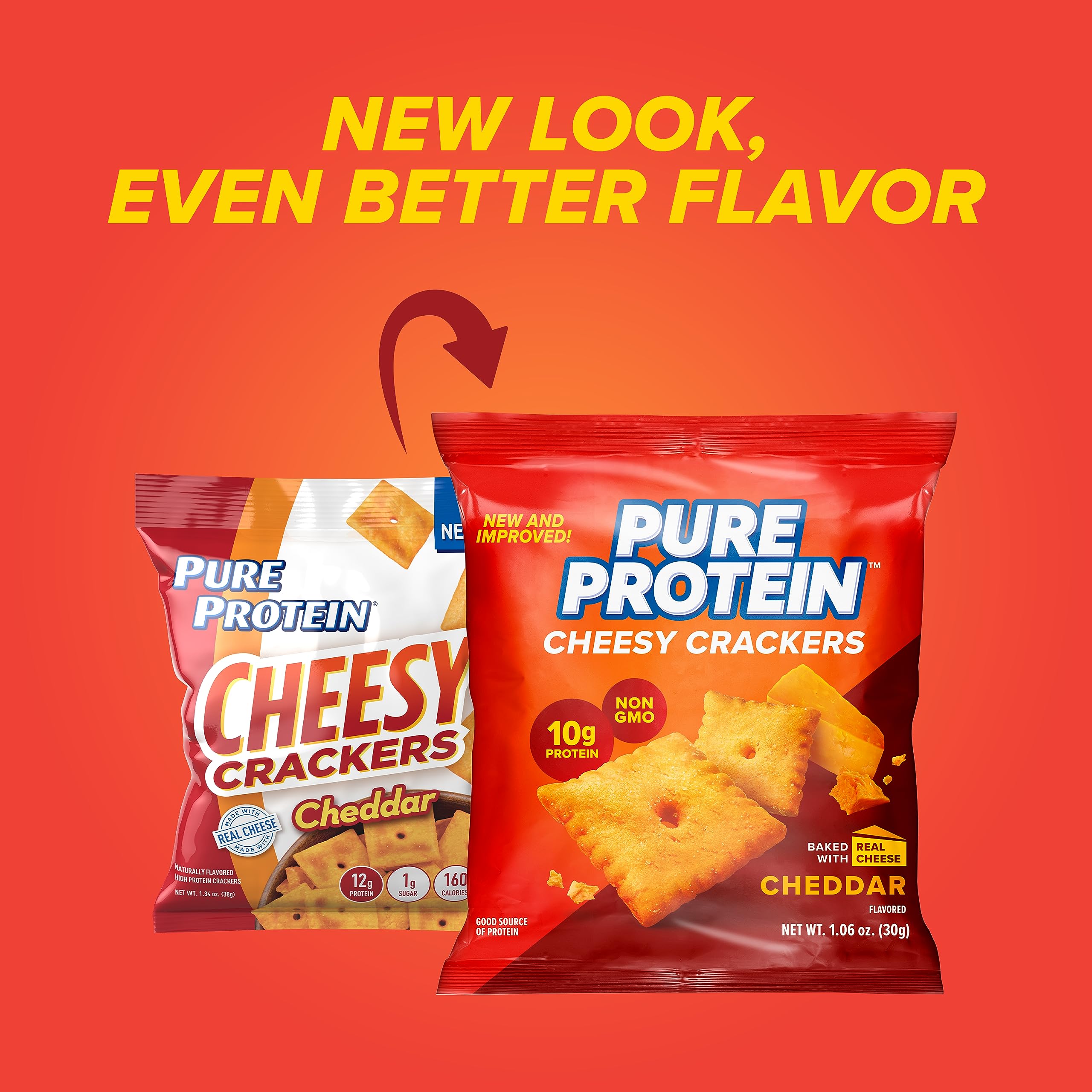 Pure Protein Cheesy Crackers single-serve pack ready for travel.