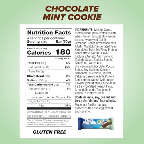 Pure Protein Chocolate Mint Cookie Bar on a gym bag pre-workout fuel.