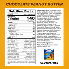 Pure Protein Chocolate Peanut Butter bottle back reveals 30g protein and low sugar.