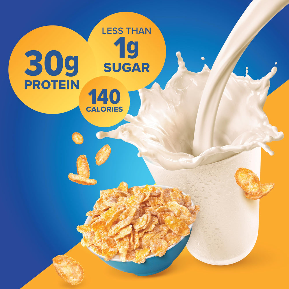 Pure Protein Frosted Cereal Shake close-up reveals smooth, creamy texture