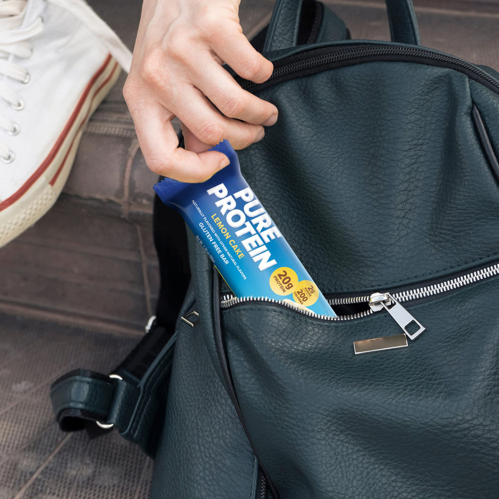 Pure Protein Lemon Cake Bar nutrition facts label, showcasing protein-led nourishment.