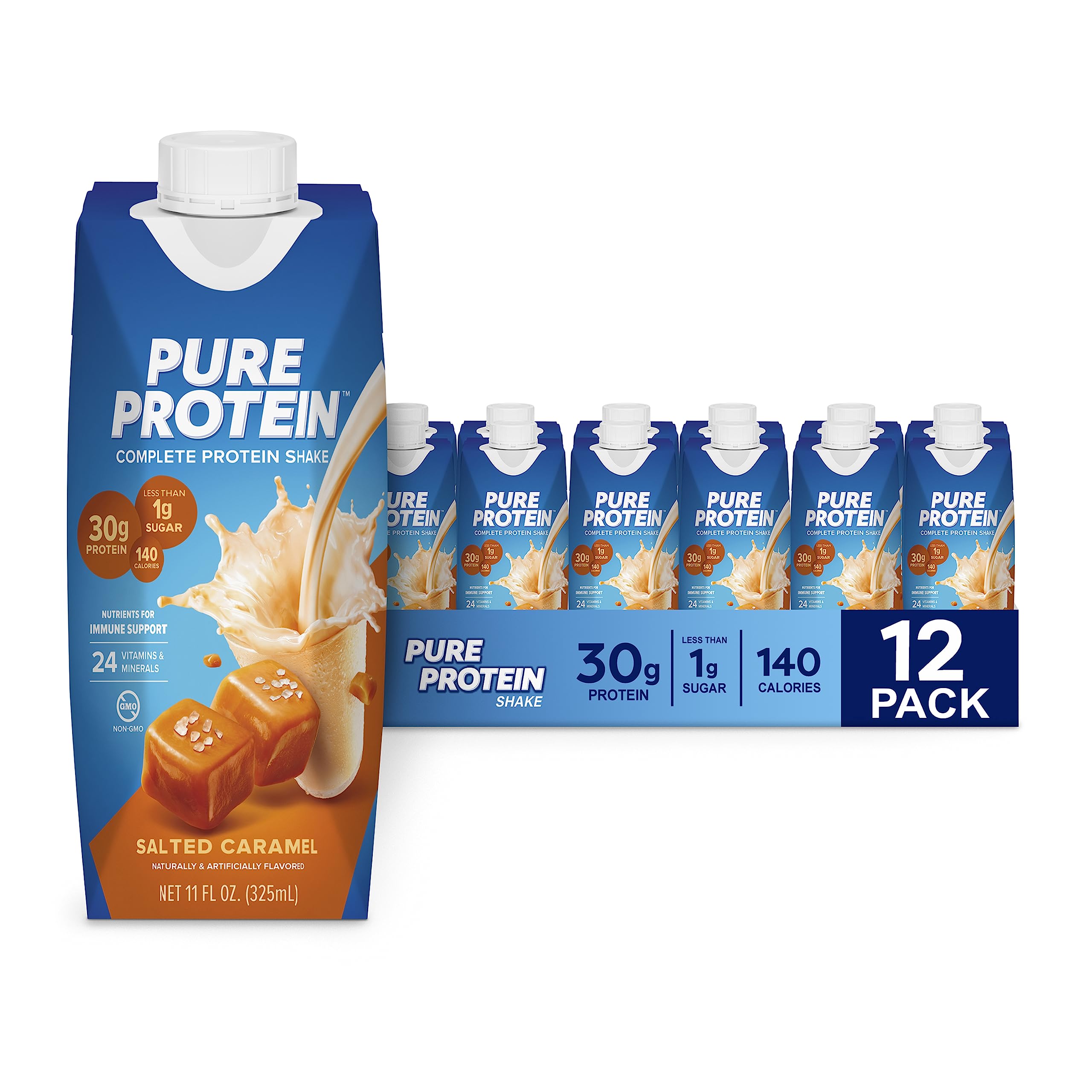Pure Protein Salted Caramel Shake bottle for on-the-go protein fueling