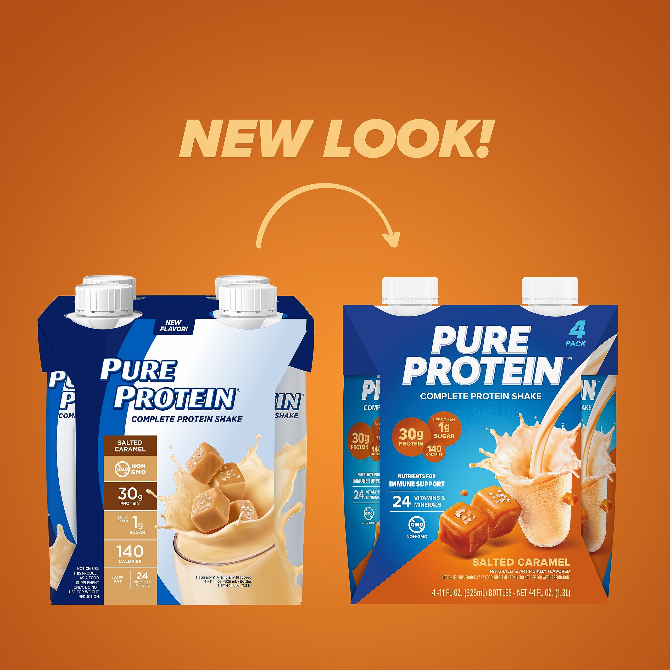 Pure Protein Salted Caramel Shake nutrition label shows 30g protein