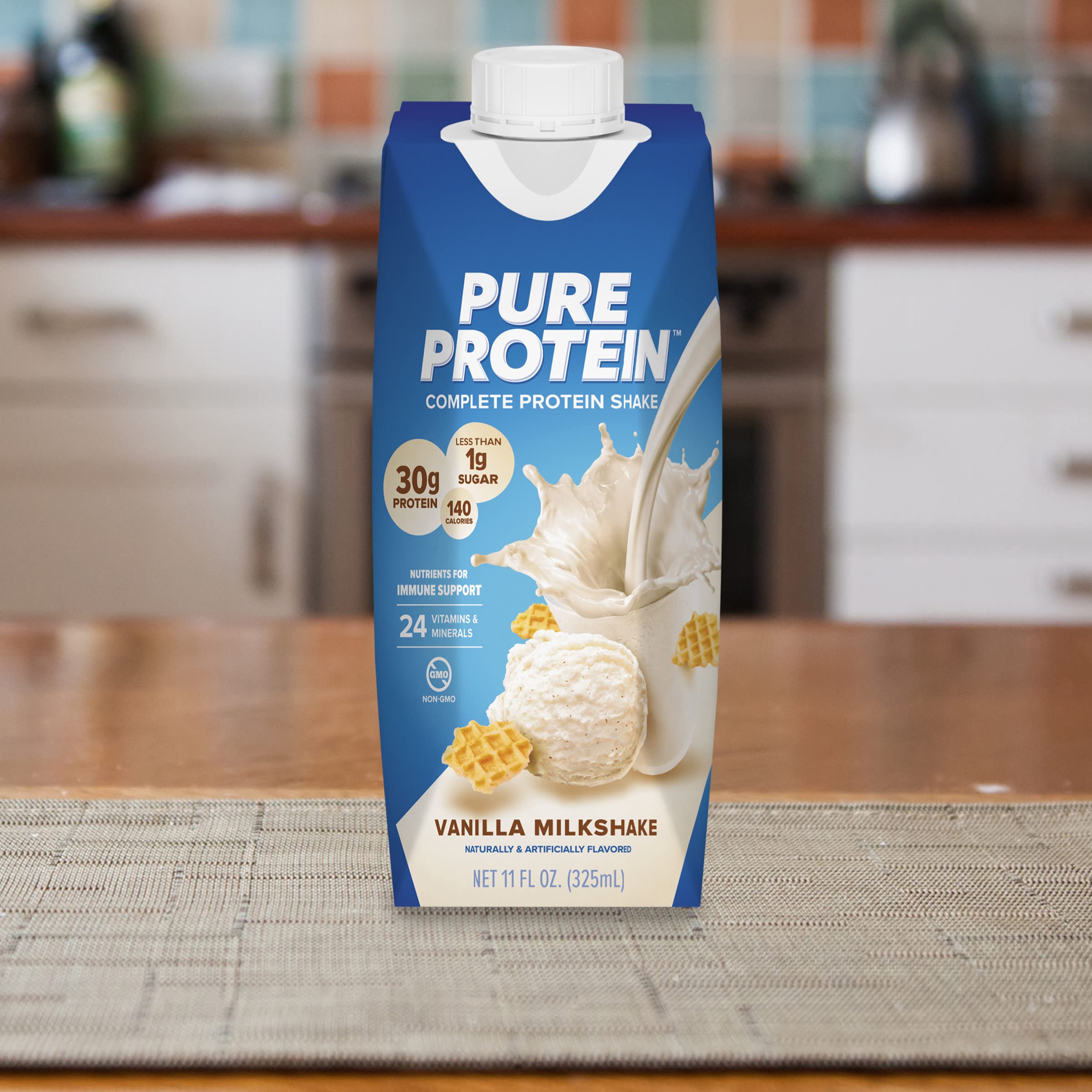 Pure Protein Vanilla Shake on shelf signals keto-friendly, ready-to-drink protein.
