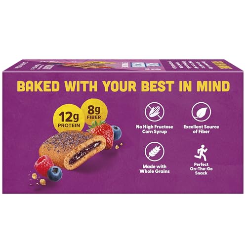 Pure Protein Wildberry Soft Baked Bar in a lunch bag for school.