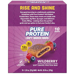 Pure Protein Wildberry Soft Baked Bar unwrapped and ready to enjoy.