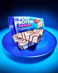 Nutrition facts for Pure Protein Zig Zag Cake Bar show 19g protein and 3g sugar.