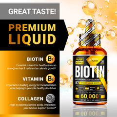 PURE RESEARCH Biotin & Collagen Drops dropper measures 1 mL serving.