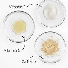 Pure Research caffeine eye cream texture shown as light and non-sticky.