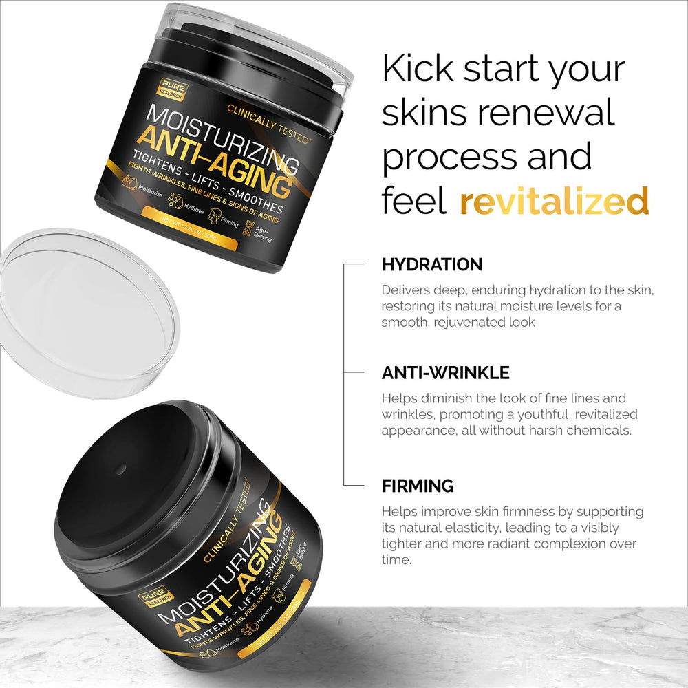 Pure Research night-use application scene demonstrating deep hydration for evening regimen.
