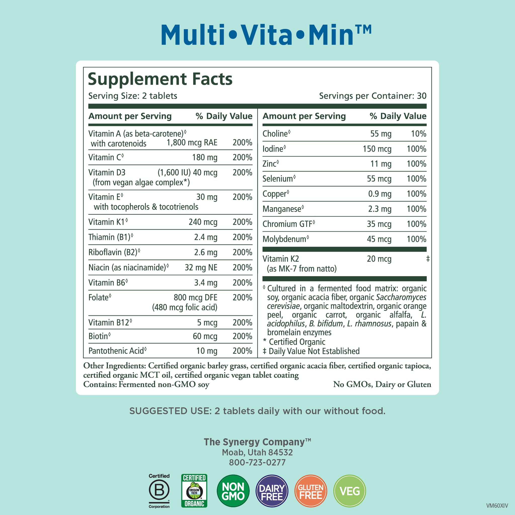 Close-up of Pure Synergy tablets for core nutrients