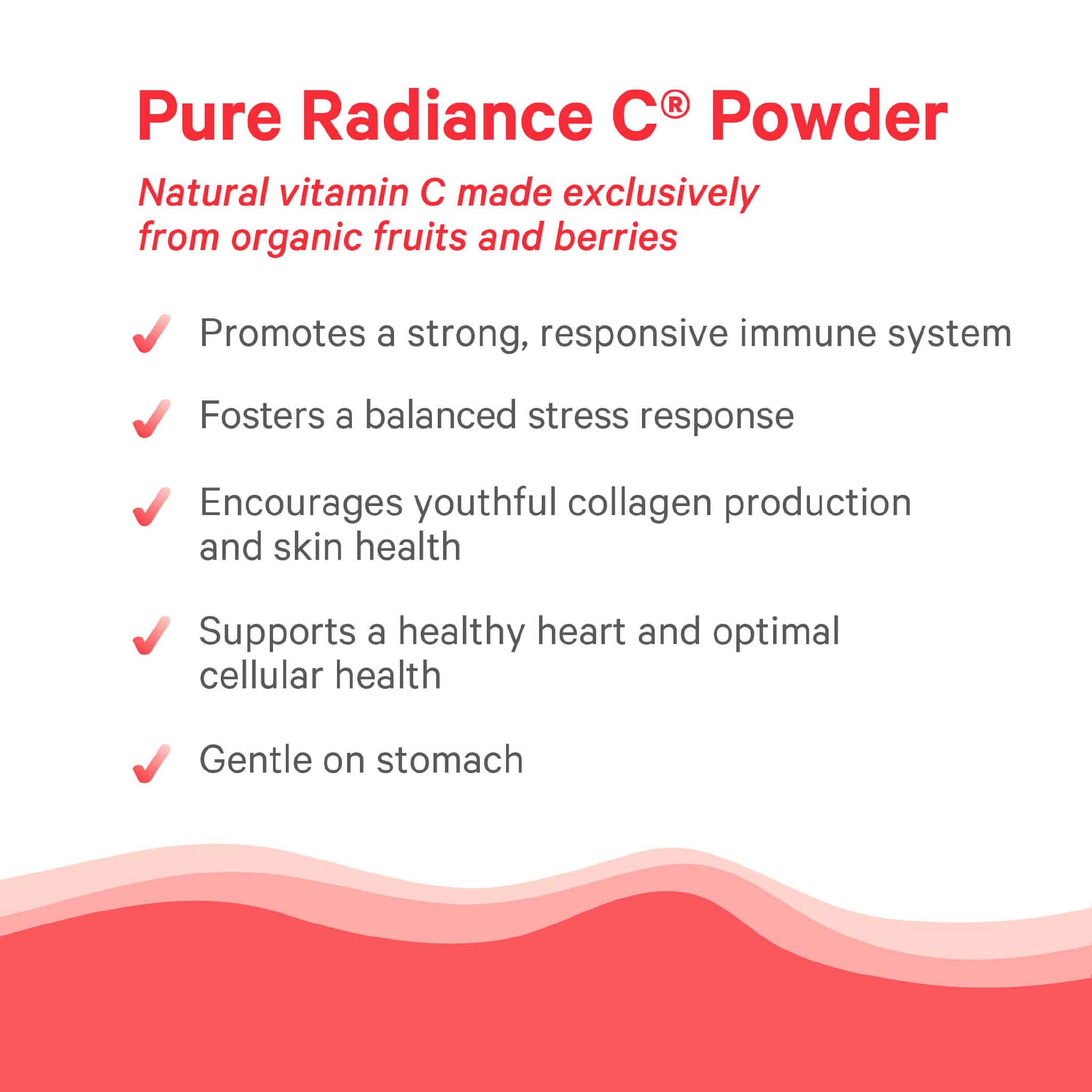 PURE SYNERGY Pure Radiance C acerola cherry display signaling whole-food vitamin C