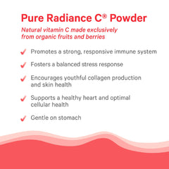 Pure Synergy Pure Radiance C label close-up highlighting organic whole-food ingredients