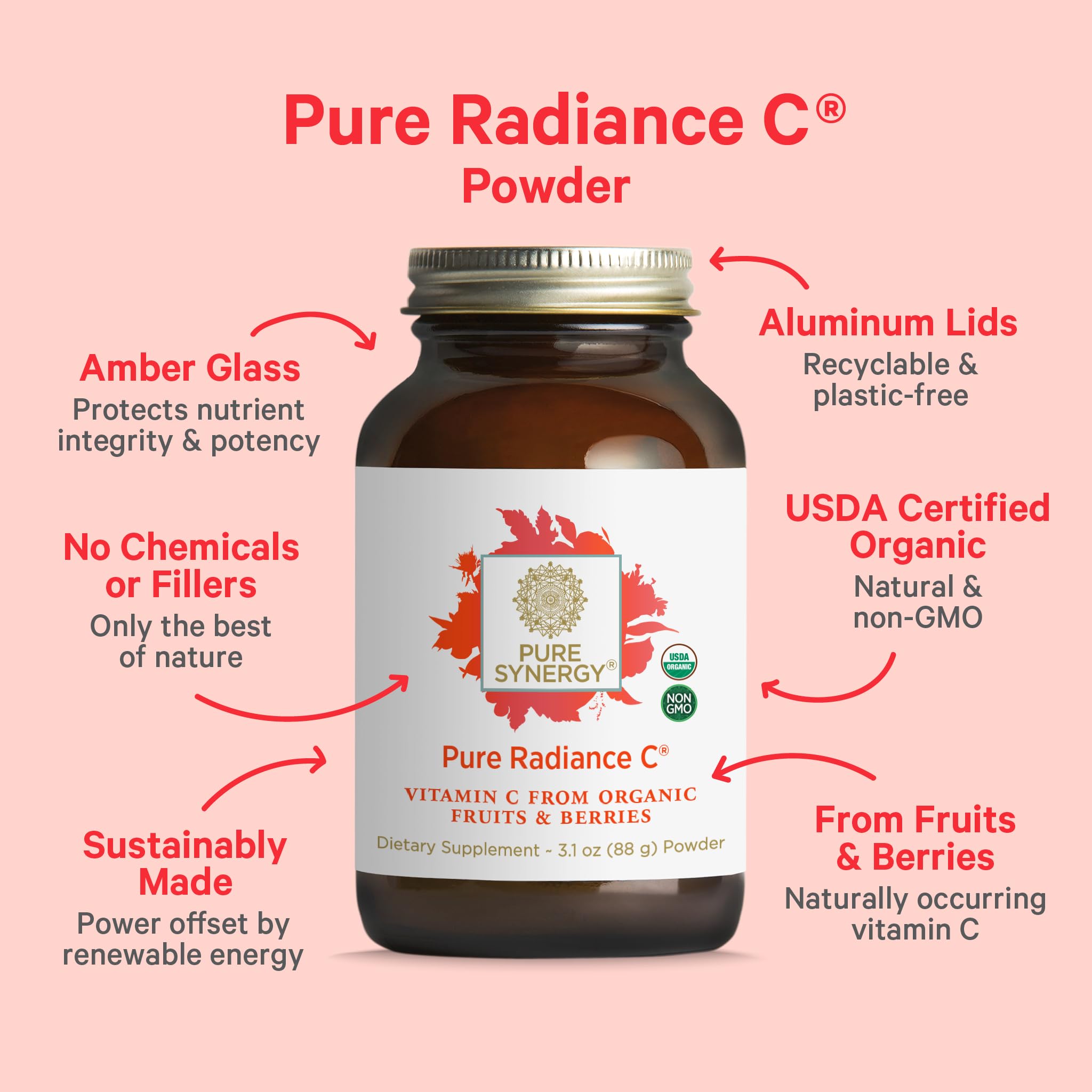Pure Synergy Pure Radiance C powder being added to water for easy daily use