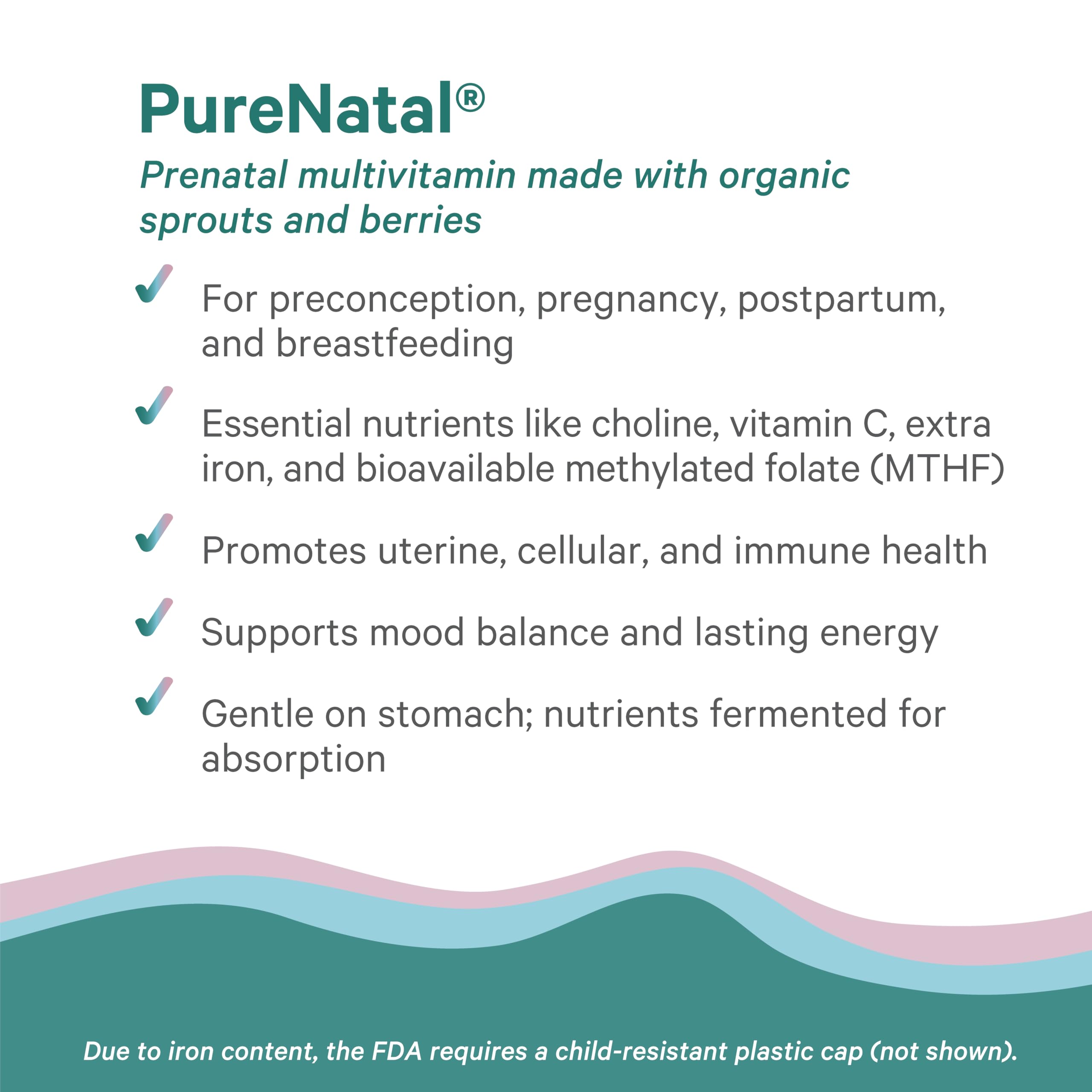 Organic sprouts and berries accompany Pure Synergy Purenatal imagery for whole-food nutrition