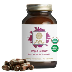 PURE SYNERGY Rapid Rescue bottle front view for on-the-go immune support