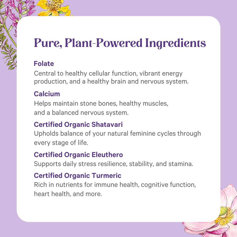 PURE SYNERGY Vita Min Herb bottle held for easy daily on-the-go routine.
