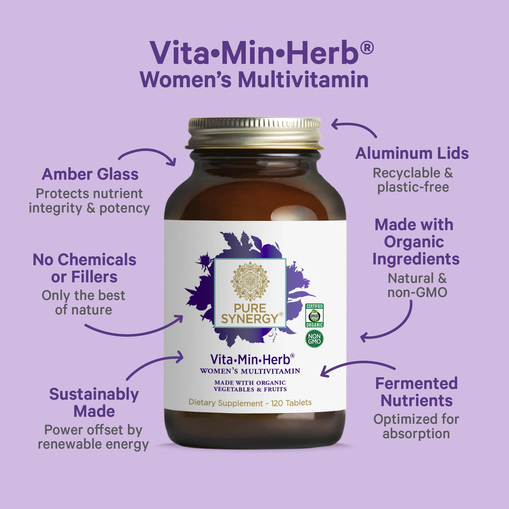 PURE SYNERGY Vita Min Herb organic herbal extracts representing holistic support.
