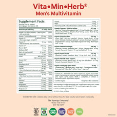 PURE SYNERGY Vita·Min·Herb for Men bottle front view highlighting organic ingredients
