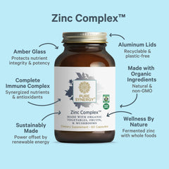 Pure Synergy Zinc Complex organic cofactors highlighted for natural plant support.