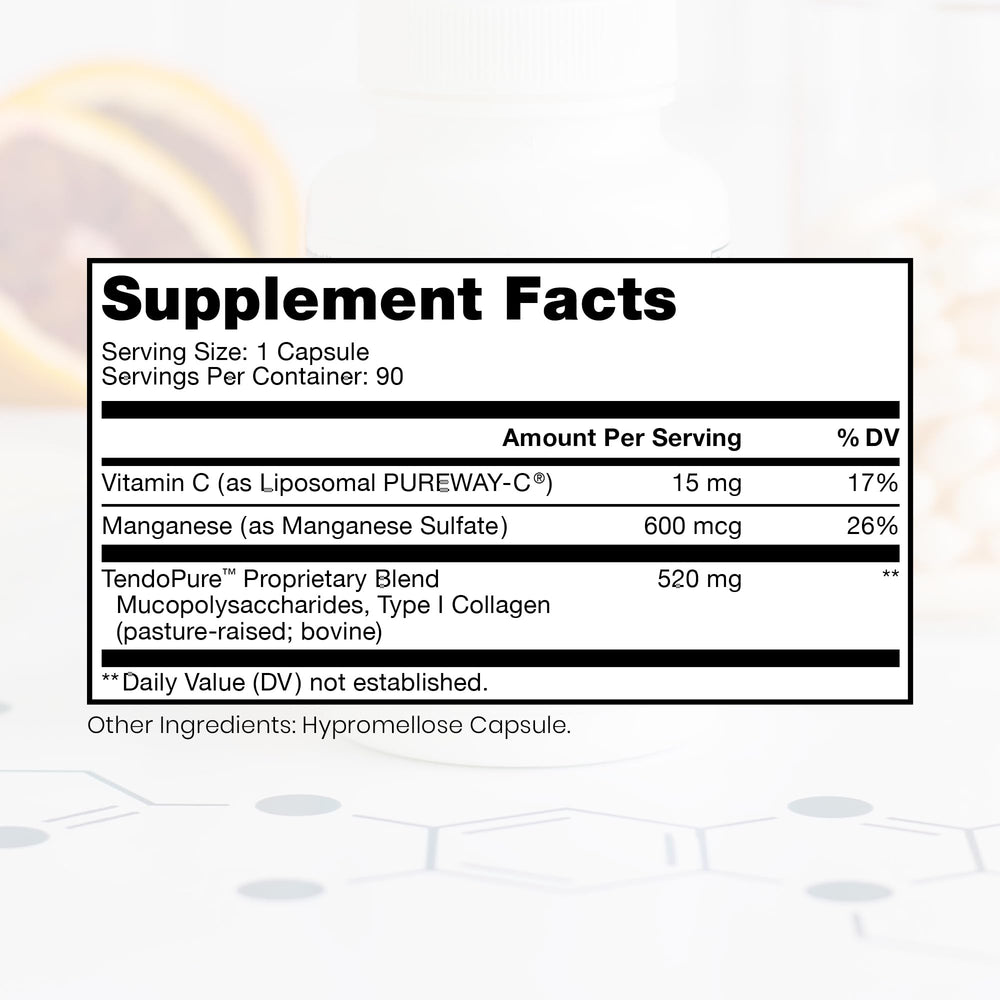 Pure Therapro Rx Acute Injury capsules close-up focusing on collagen ingredients