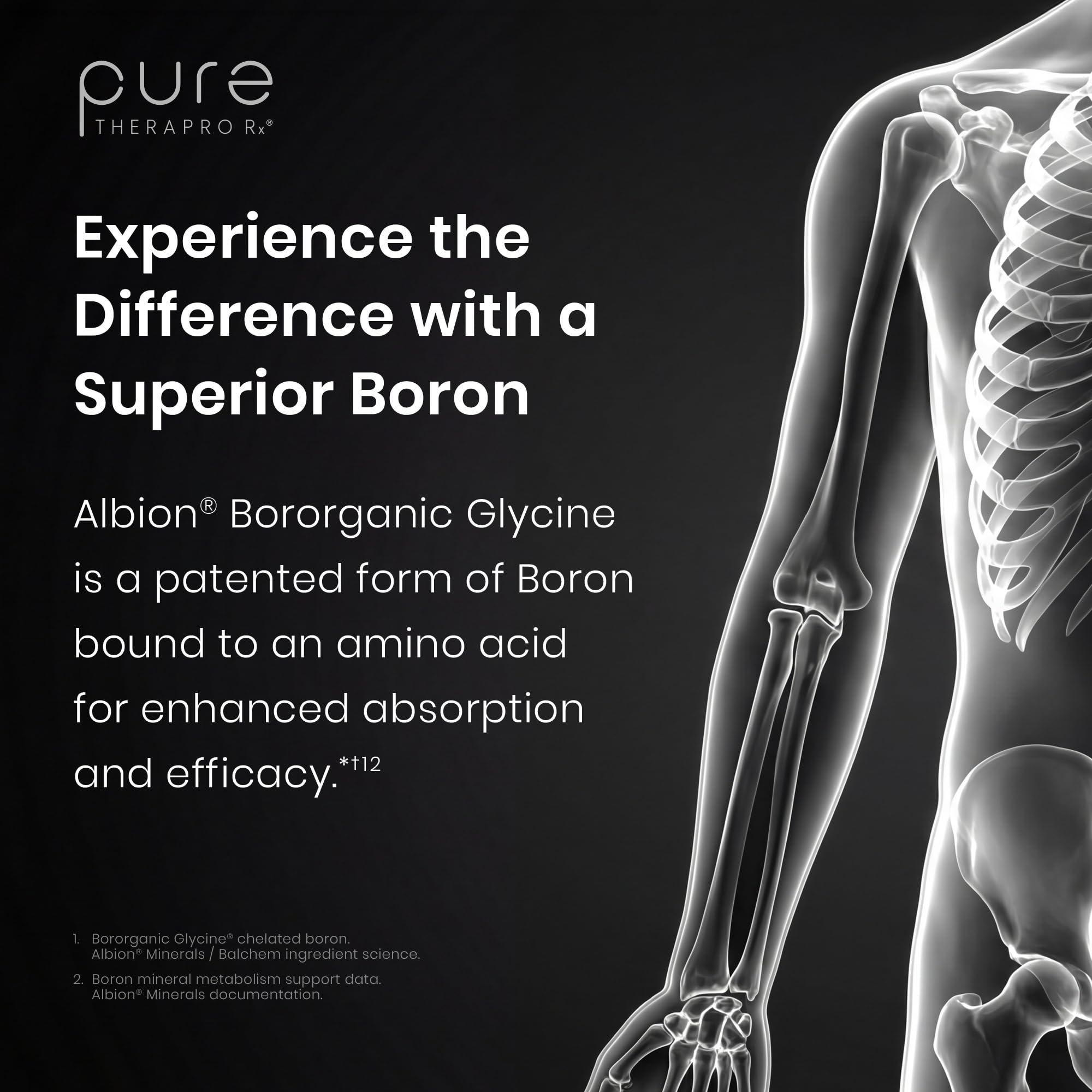 Detail of Bororganic Glycinate capsule highlighting advanced mineral form.