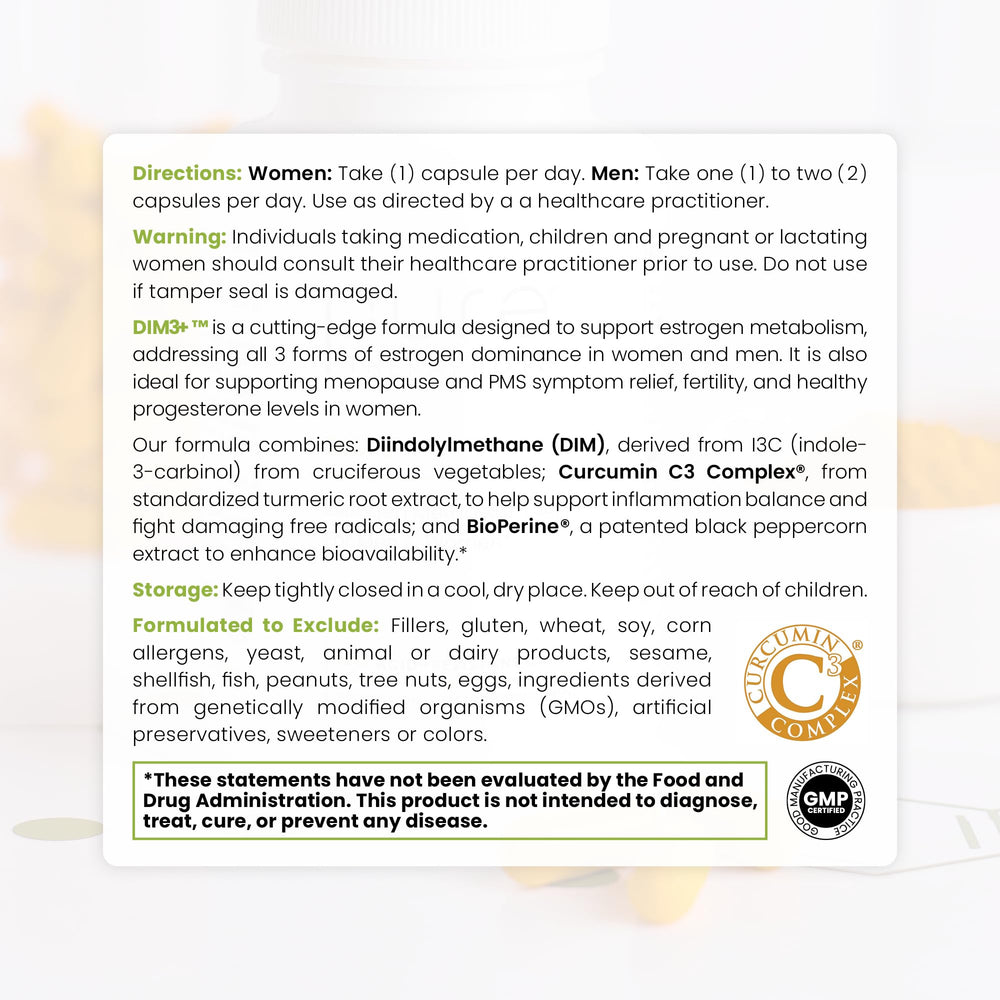Pure Therapro Rx DIM 3+ curcumin powder emphasizes antioxidant synergy.