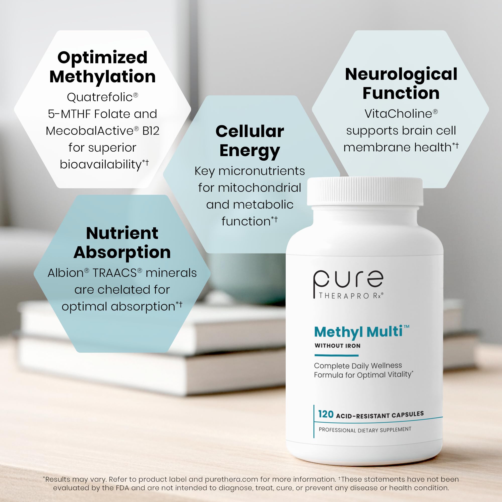 Pure Therapro Rx DRcaps packaging protects nutrients from stomach acid, supporting steady release.