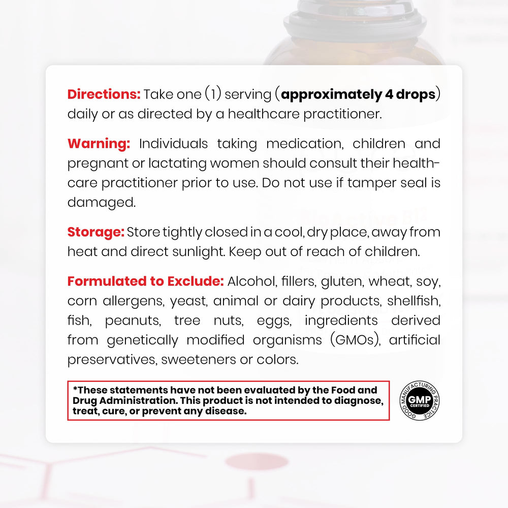 Dropper dispensing B12 liquid for dosing