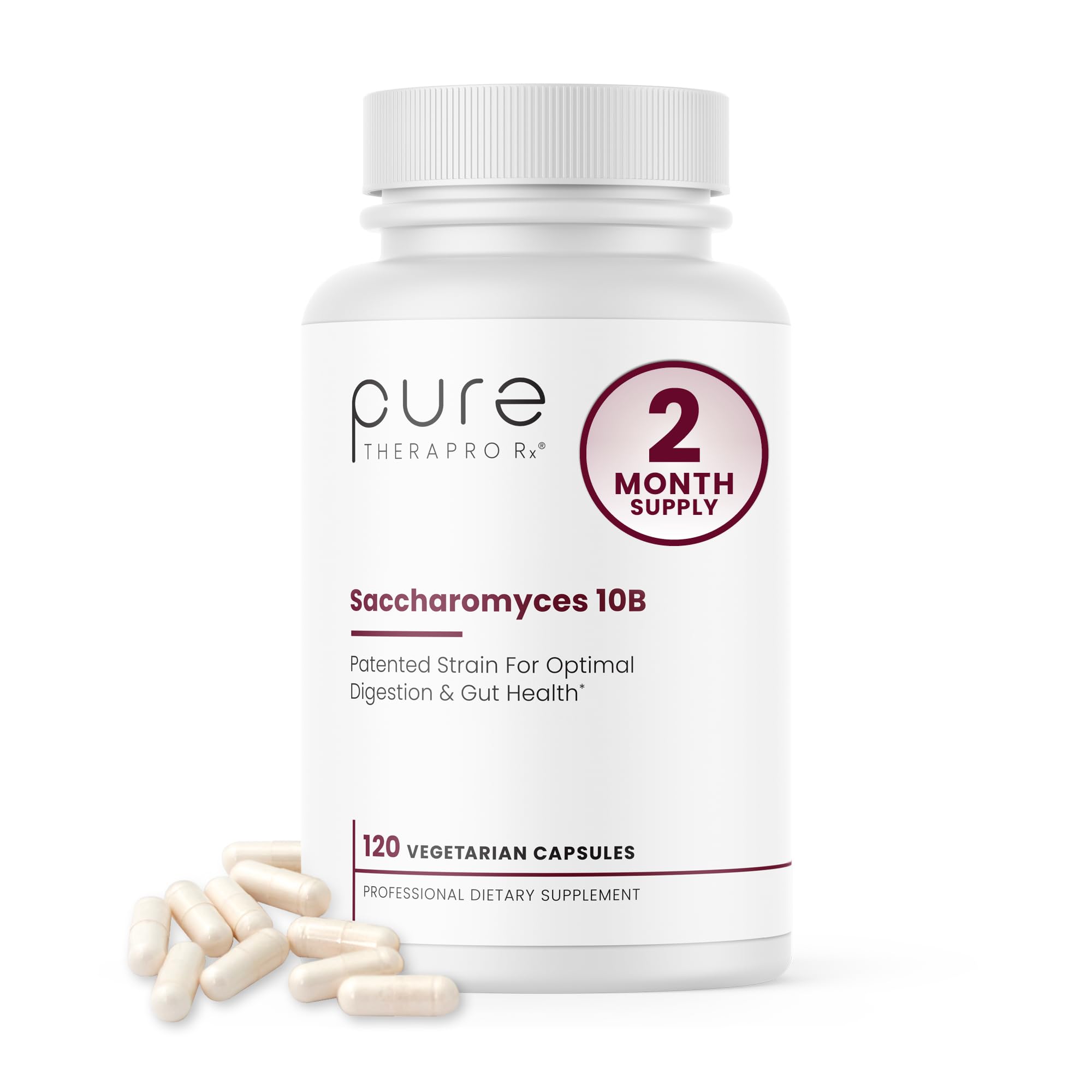 Pure TheraPro Rx Saccharomyces Boulardii bottle on desk for daily routine