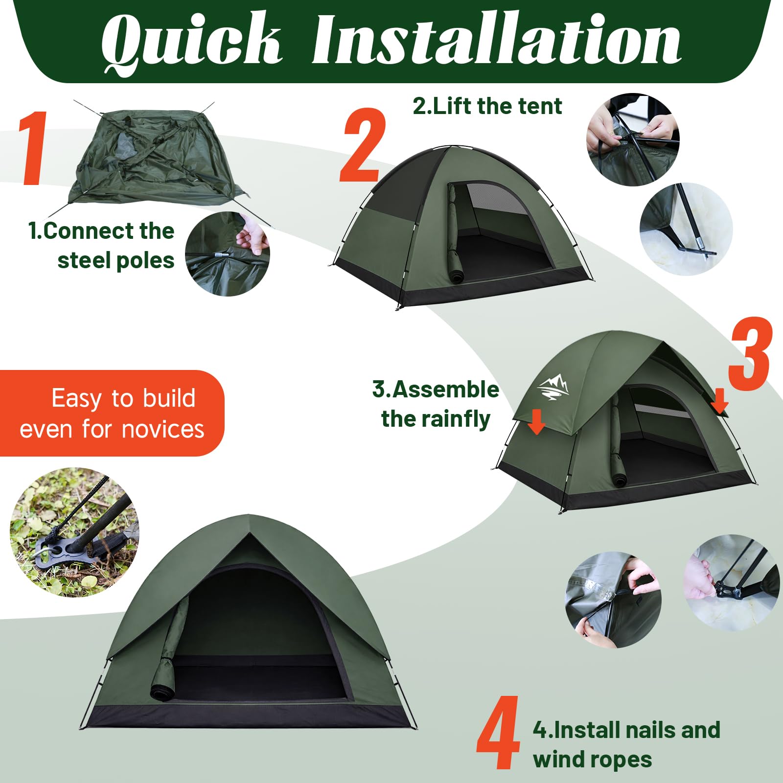 Dual zippers on Purebox tent allow easy entry from inside or outside.