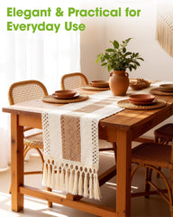 Pureegg linen-textured runner shows woven detail for warm tablescapes