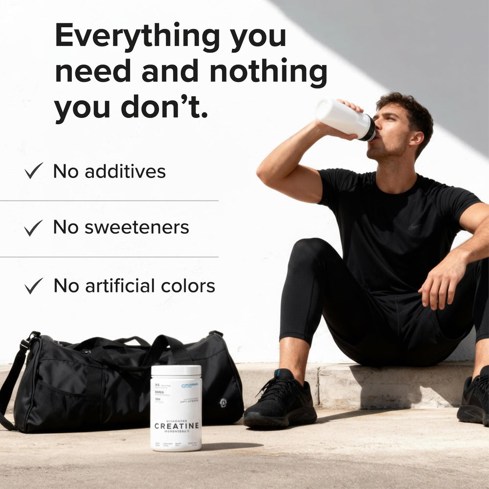 Puregen Labs Creatine monohydrate mix dissolves easily in drinks after training.