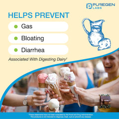 Puregen Labs Fast-acting Dairy Relief caplets for lactose handling during meals.