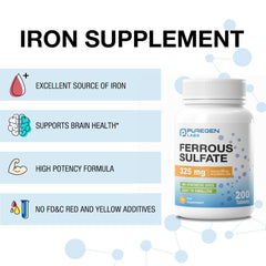 Puregen Labs Ferrous Sulfate dosage spoon helps precise measuring.