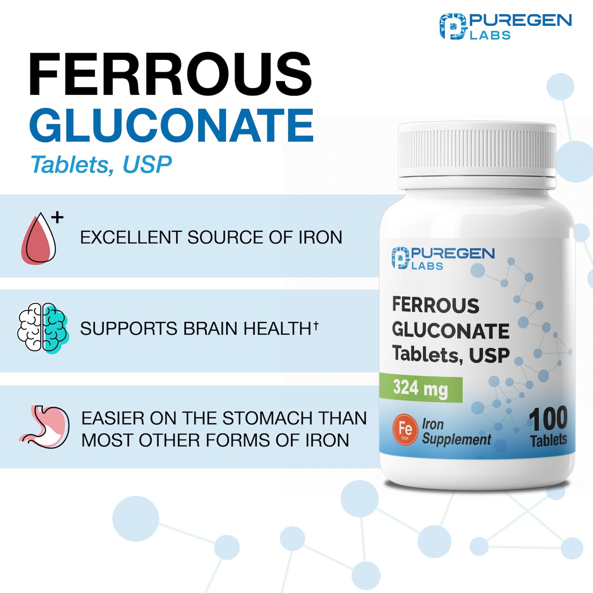 Puregen Labs gentle on stomach capsule designed for easier digestion.