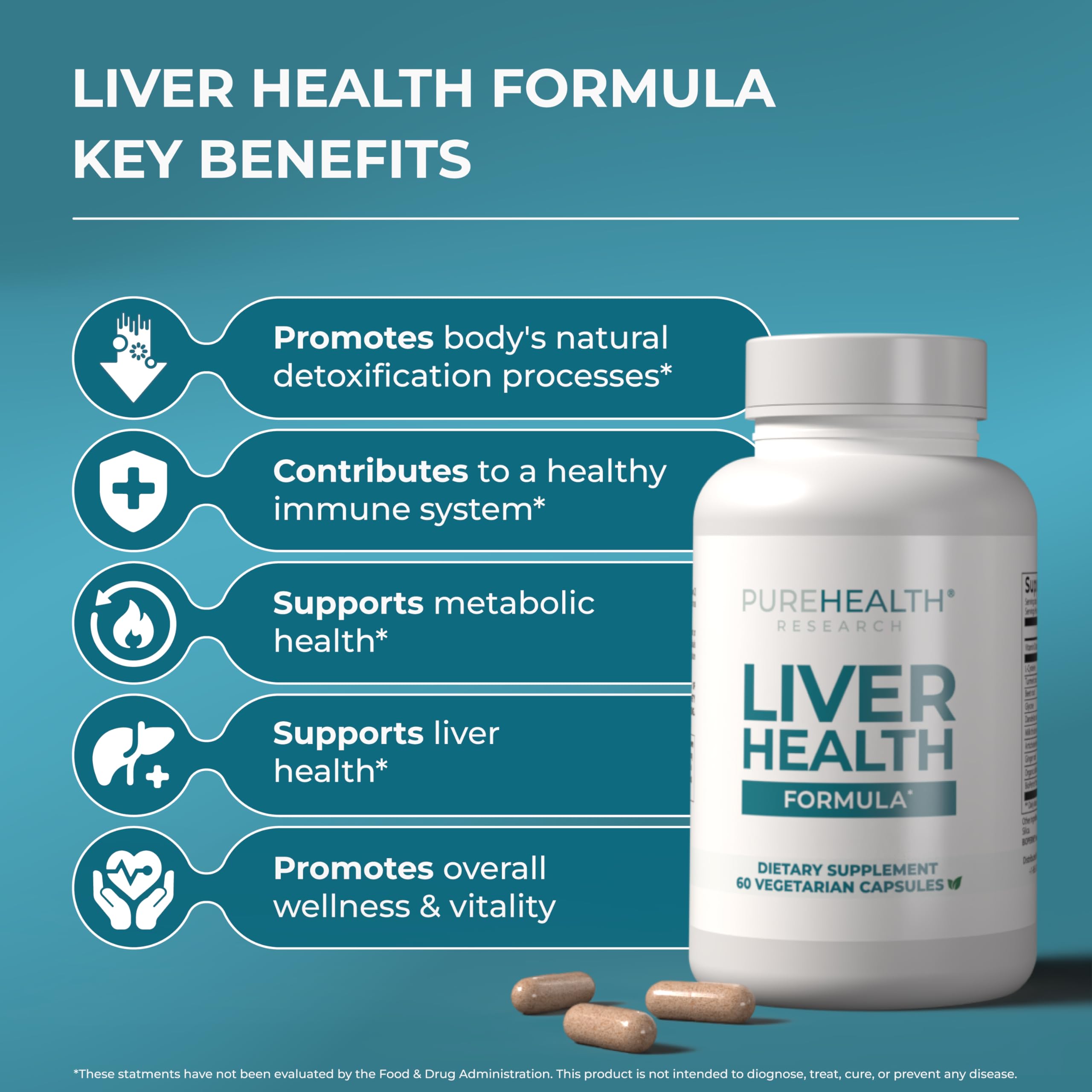 PUREHEALTH RESEARCH Liver Health milk thistle ingredient highlights botanical liver support.