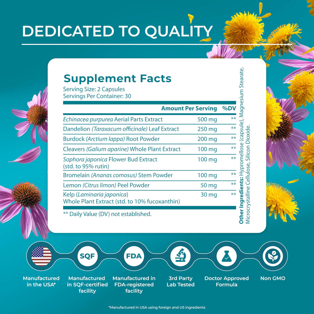 PUREHEALTH RESEARCH Lymph System capsules close-up, convenient daily capsules for wellness routines.
