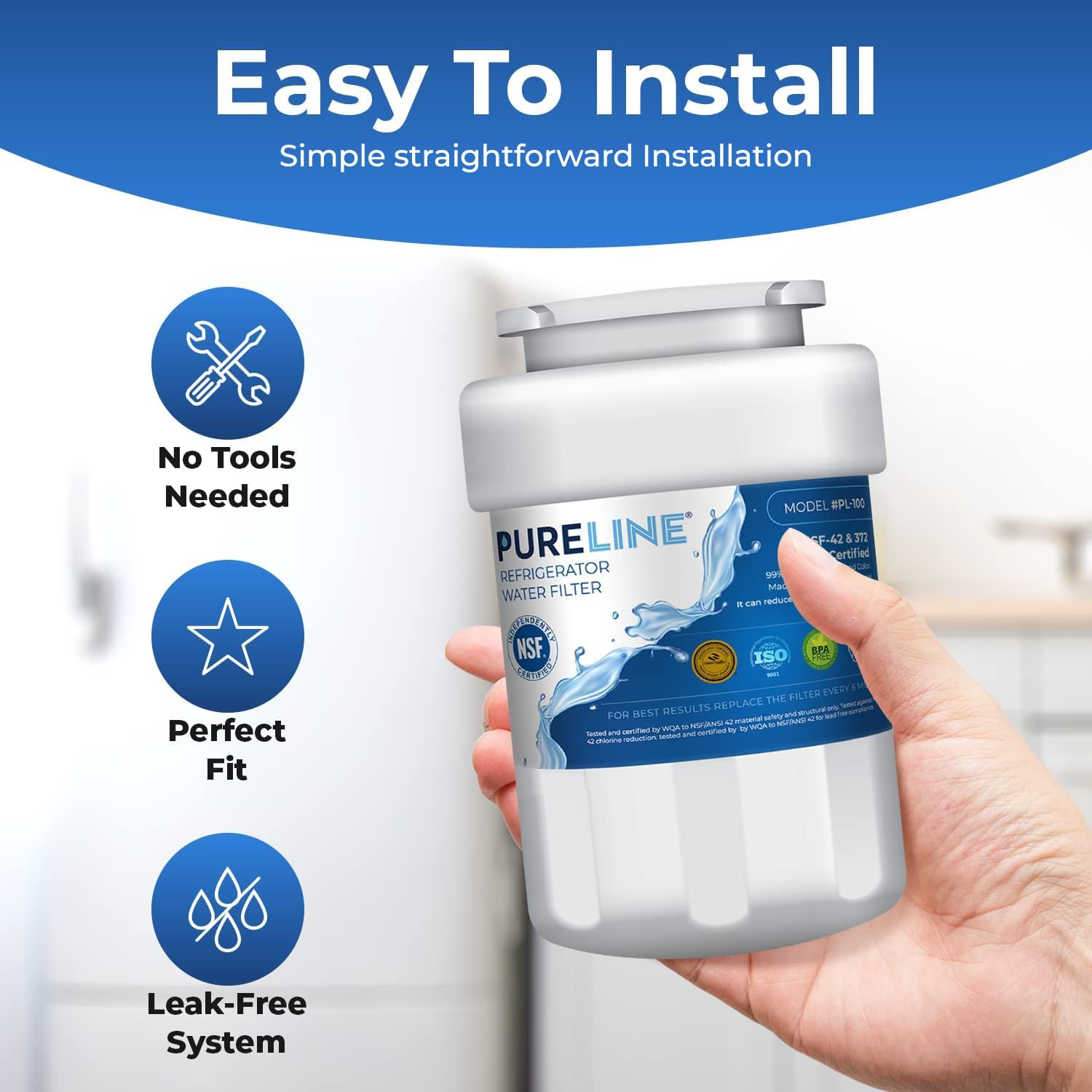Pureline filtration-technology close-up highlighting 3-step filtration for crisper taste