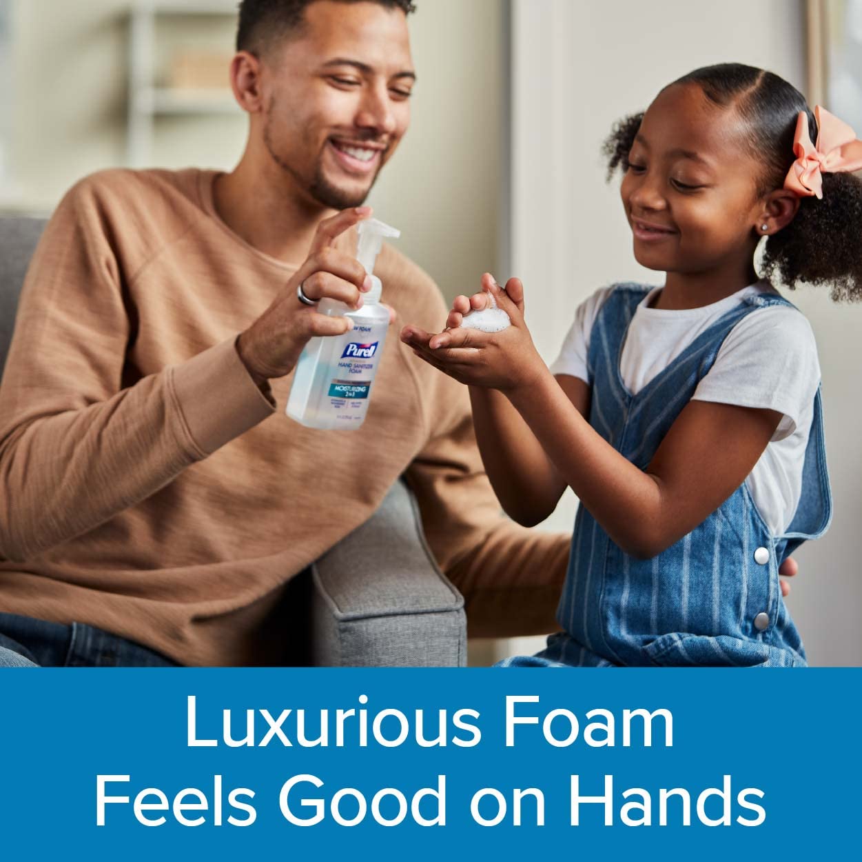 Dispense action showing easy one-handed use to refresh hands