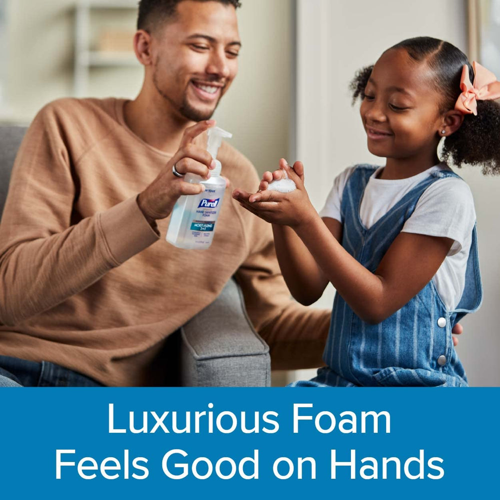 Dispense action showing easy one-handed use to refresh hands