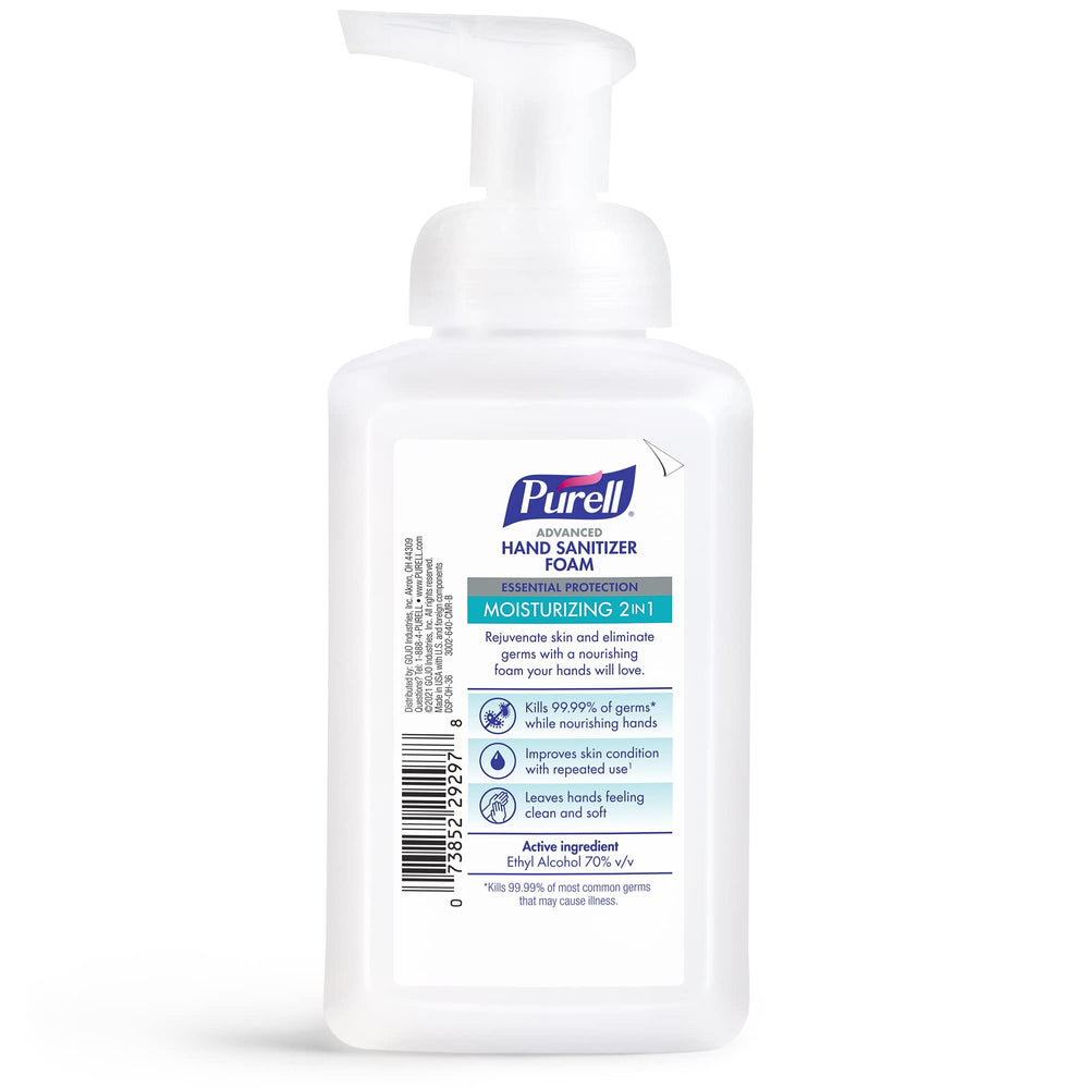 Purell label closeup highlighting essential oil fragrance
