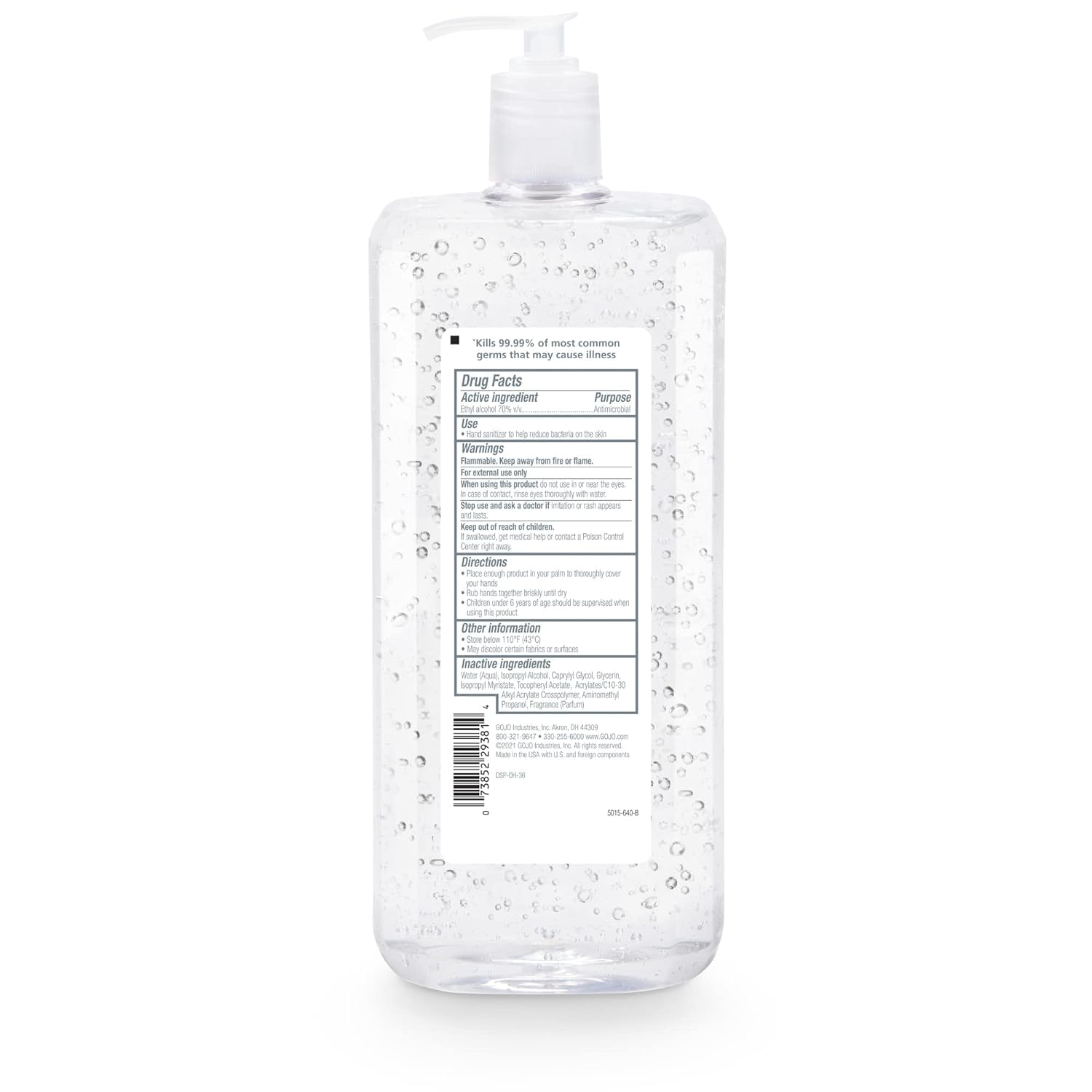 Purell advanced hand sanitizer label closeup for quick access