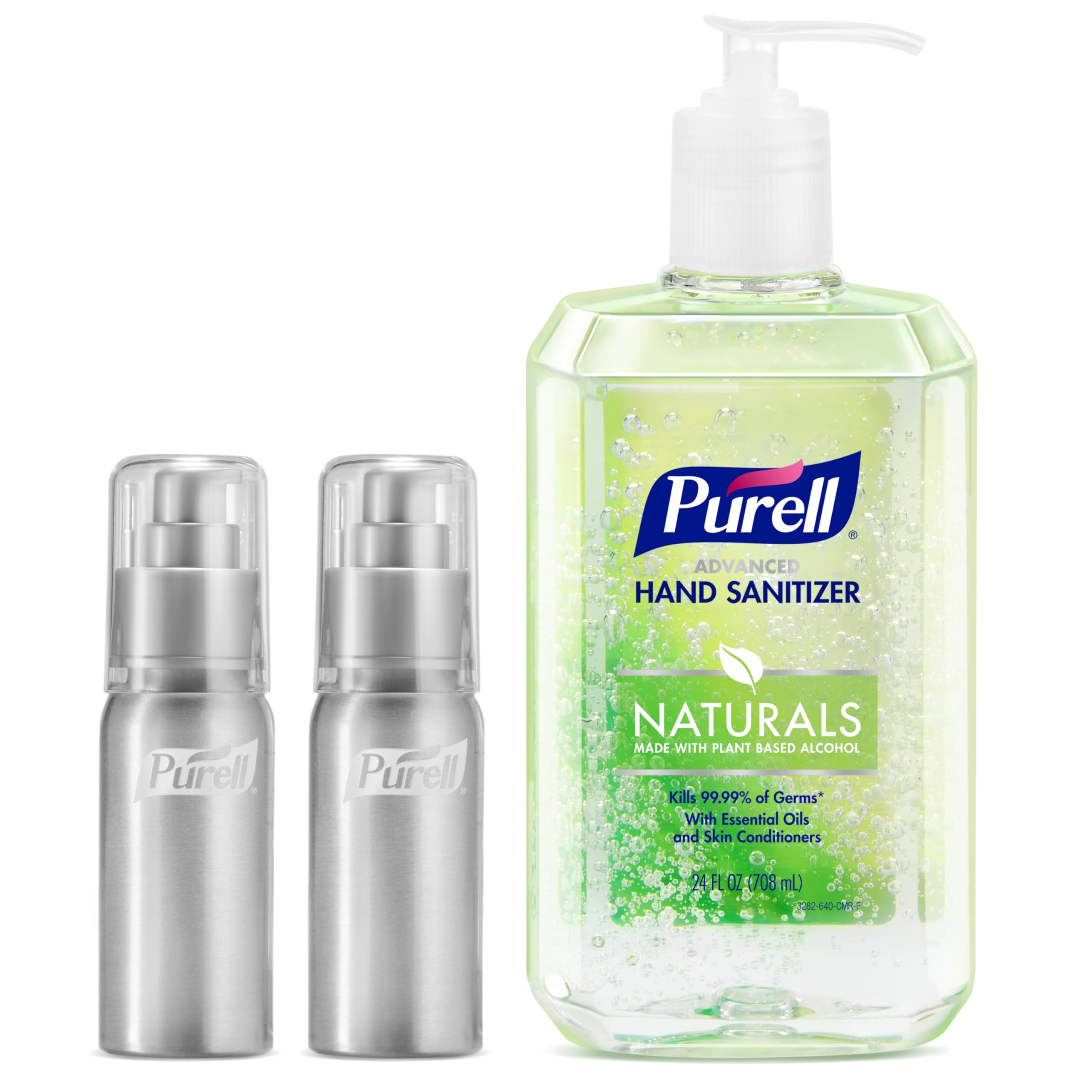 Purell Advanced Hand Sanitizer Naturals 24oz bottle designed for eco-friendly refills.