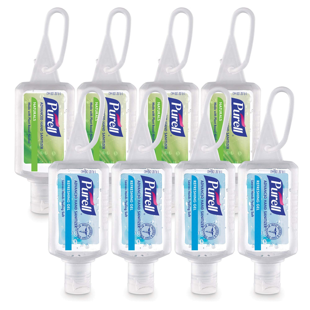 Purell Advanced Naturals bottle ready for on-the-go sanitizing and soft skin feel.