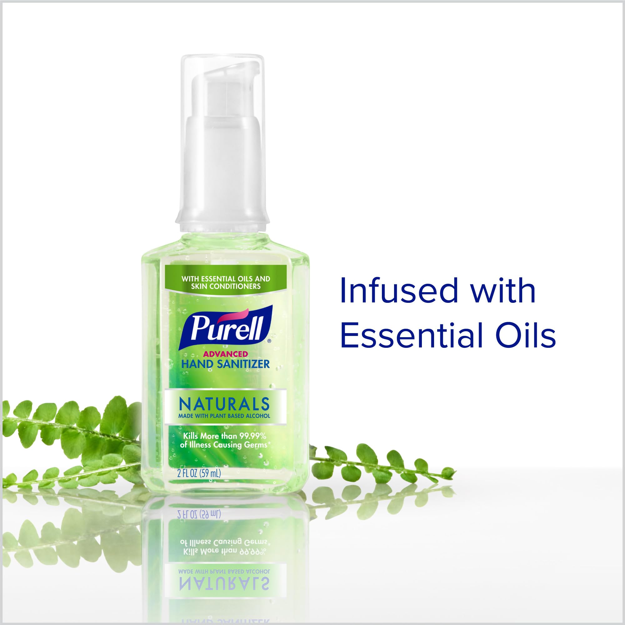 Purell Naturals sanitizer with skin conditioners for comfortable hands.